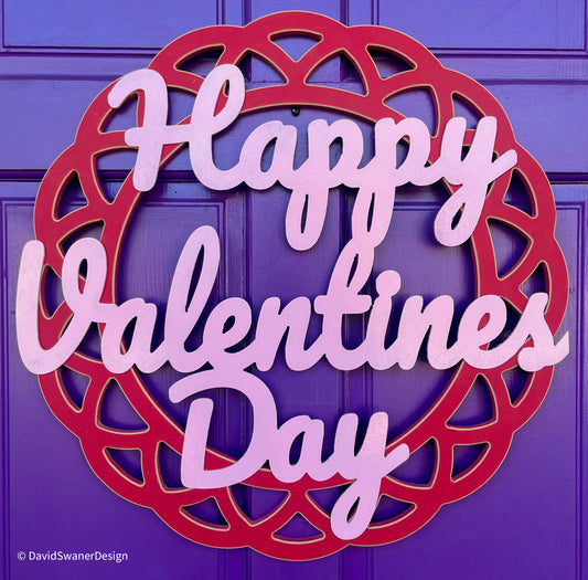 Vibrant 'Happy Valentine's Day' Lattice Circle Sign – Festive Door Decor for Love Celebrations